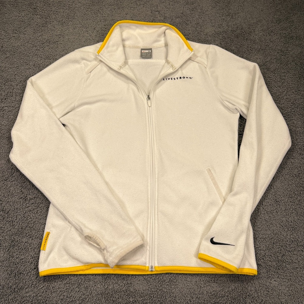 Nike Livestrong Jacket Women Medium Full Zip Fleece Athletic Running Cycling Y2K